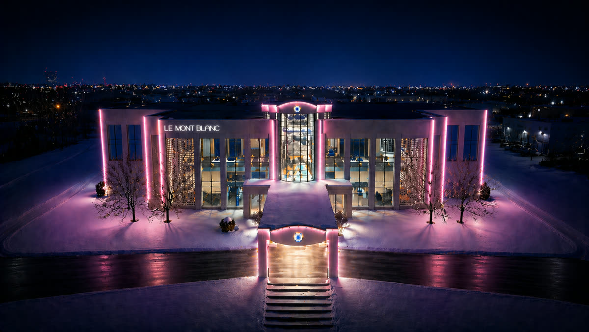 Le Mont-Blanc illumin&eacute; en magenta